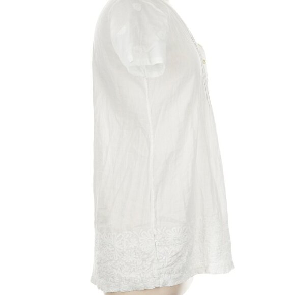 Ivory Cotton Tunic Top with Embroidered Hem – Size M - Picture 4 of 5